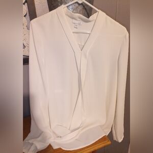 J.Jill Ivory Parisian Style, V-Neck,Draped,Faux Wrapped Blouse Size M
